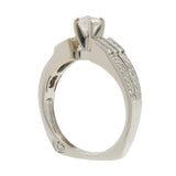 Juego de anillos de boda y compromiso con diamantes en oro blanco de 14 quilates