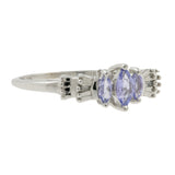 10K White Gold Marquise-Cut Glass & Diamond Three-Stone Band Ring
