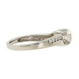 Diamante solitario de oro blanco de 14 quilates para mujer con anillo de compromiso y alianza de boda acentuados