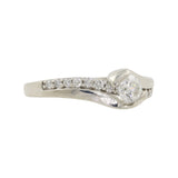 Diamante solitario de oro blanco de 14 quilates para mujer con anillo de compromiso y alianza de boda acentuados