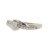 Diamante solitario de oro blanco de 14 quilates para mujer con anillo de compromiso y alianza de boda acentuados