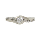 Diamante solitario de oro blanco de 14 quilates para mujer con anillo de compromiso y alianza de boda acentuados