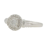 Ladies Estate 10K White Gold Round Cut Diamond Halo Engagement Ring - 0.62CTW