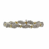 10k Two-Tone Gold Diamond Cluster Tennis Bracelet