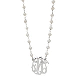 Colgante y collar con dije de letra "N" de perlas de plata de ley 925