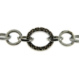 Pulsera de cadena de eslabones de círculos de plata de ley con cuarzo marrón ahumado