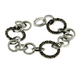Pulsera de cadena de eslabones de círculos de plata de ley con cuarzo marrón ahumado