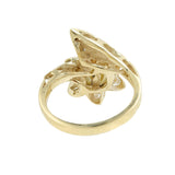14K Yellow Gold White Sphere Diamond Flower Ring