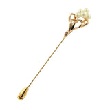 Broche de enredadera de racimo de perlas de oro amarillo de 14 k