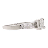 14k White Gold Princess Cut Cluster Diamond Accents Engagement Ring