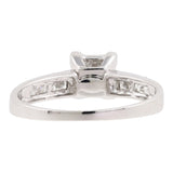 14k White Gold Princess Cut Cluster Diamond Accents Engagement Ring
