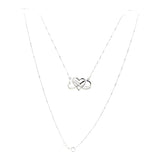 10k White Gold Diamond Heart Pendant with 20" Box Link Chain Dainty Necklace