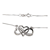 10k White Gold Diamond Heart Pendant with 20" Box Link Chain Dainty Necklace