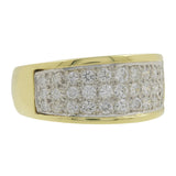 18k Yellow Gold 3 Row Cluster Diamond Ring