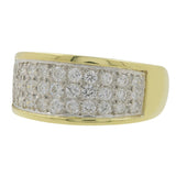 18k Yellow Gold 3 Row Cluster Diamond Ring