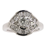 Anillo de compromiso en racimo de diamantes en oro blanco de 14 k
