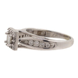 10K White Gold Princess-Cut Diamond Halo And Accents Cluster Ring